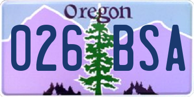 OR license plate 026BSA