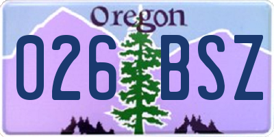 OR license plate 026BSZ