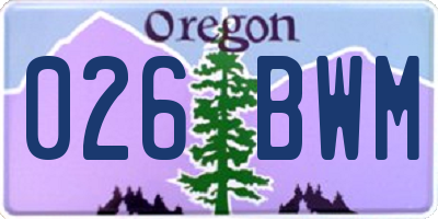 OR license plate 026BWM