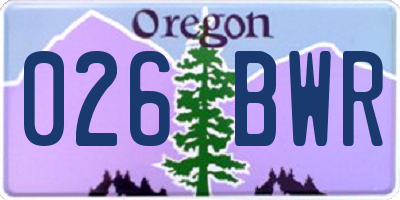 OR license plate 026BWR