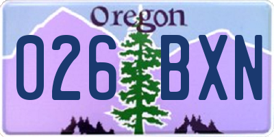 OR license plate 026BXN