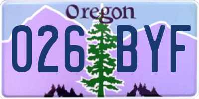 OR license plate 026BYF