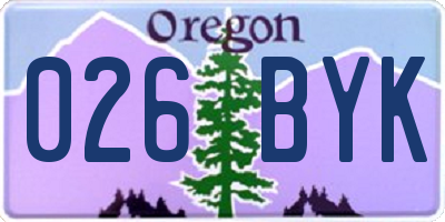 OR license plate 026BYK