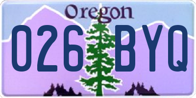 OR license plate 026BYQ