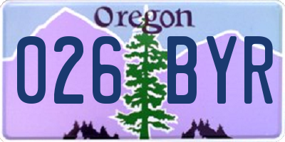 OR license plate 026BYR