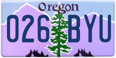 OR license plate 026BYU