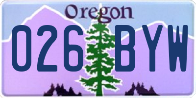 OR license plate 026BYW