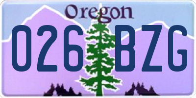 OR license plate 026BZG