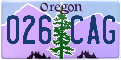 OR license plate 026CAG