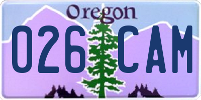 OR license plate 026CAM