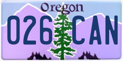 OR license plate 026CAN