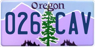OR license plate 026CAV