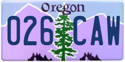 OR license plate 026CAW
