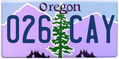 OR license plate 026CAY