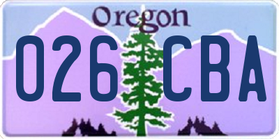 OR license plate 026CBA