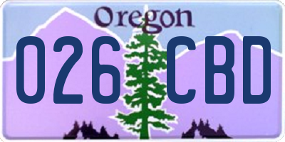 OR license plate 026CBD