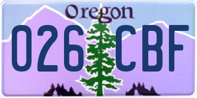 OR license plate 026CBF