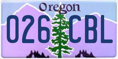 OR license plate 026CBL