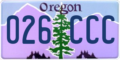 OR license plate 026CCC