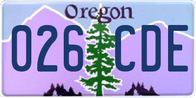 OR license plate 026CDE
