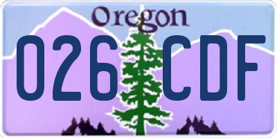 OR license plate 026CDF