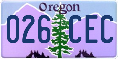 OR license plate 026CEC