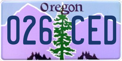 OR license plate 026CED
