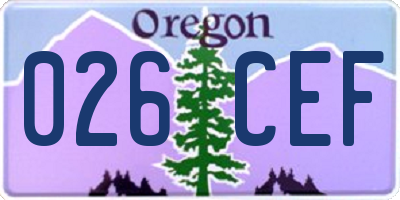 OR license plate 026CEF