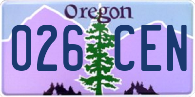 OR license plate 026CEN