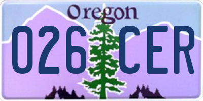 OR license plate 026CER
