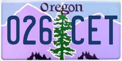 OR license plate 026CET