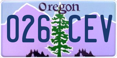 OR license plate 026CEV
