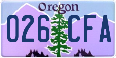 OR license plate 026CFA