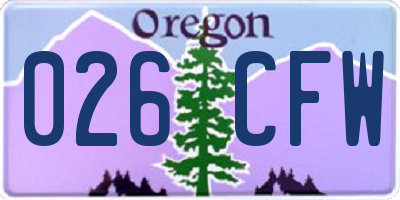 OR license plate 026CFW
