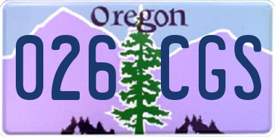 OR license plate 026CGS