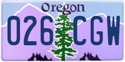 OR license plate 026CGW