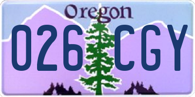 OR license plate 026CGY