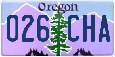 OR license plate 026CHA