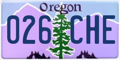 OR license plate 026CHE