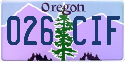 OR license plate 026CIF