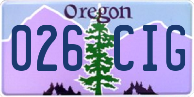 OR license plate 026CIG