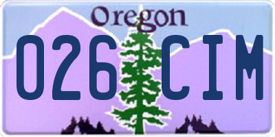 OR license plate 026CIM