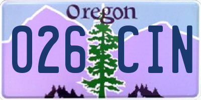 OR license plate 026CIN