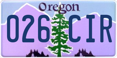 OR license plate 026CIR