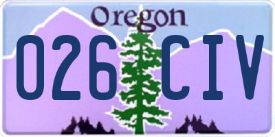 OR license plate 026CIV