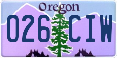 OR license plate 026CIW