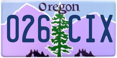 OR license plate 026CIX