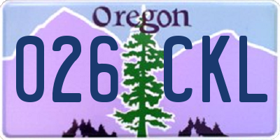 OR license plate 026CKL