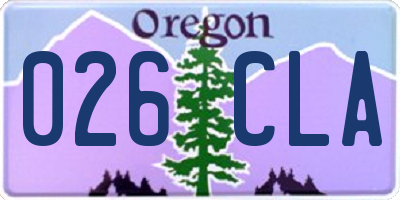OR license plate 026CLA