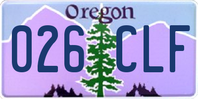 OR license plate 026CLF